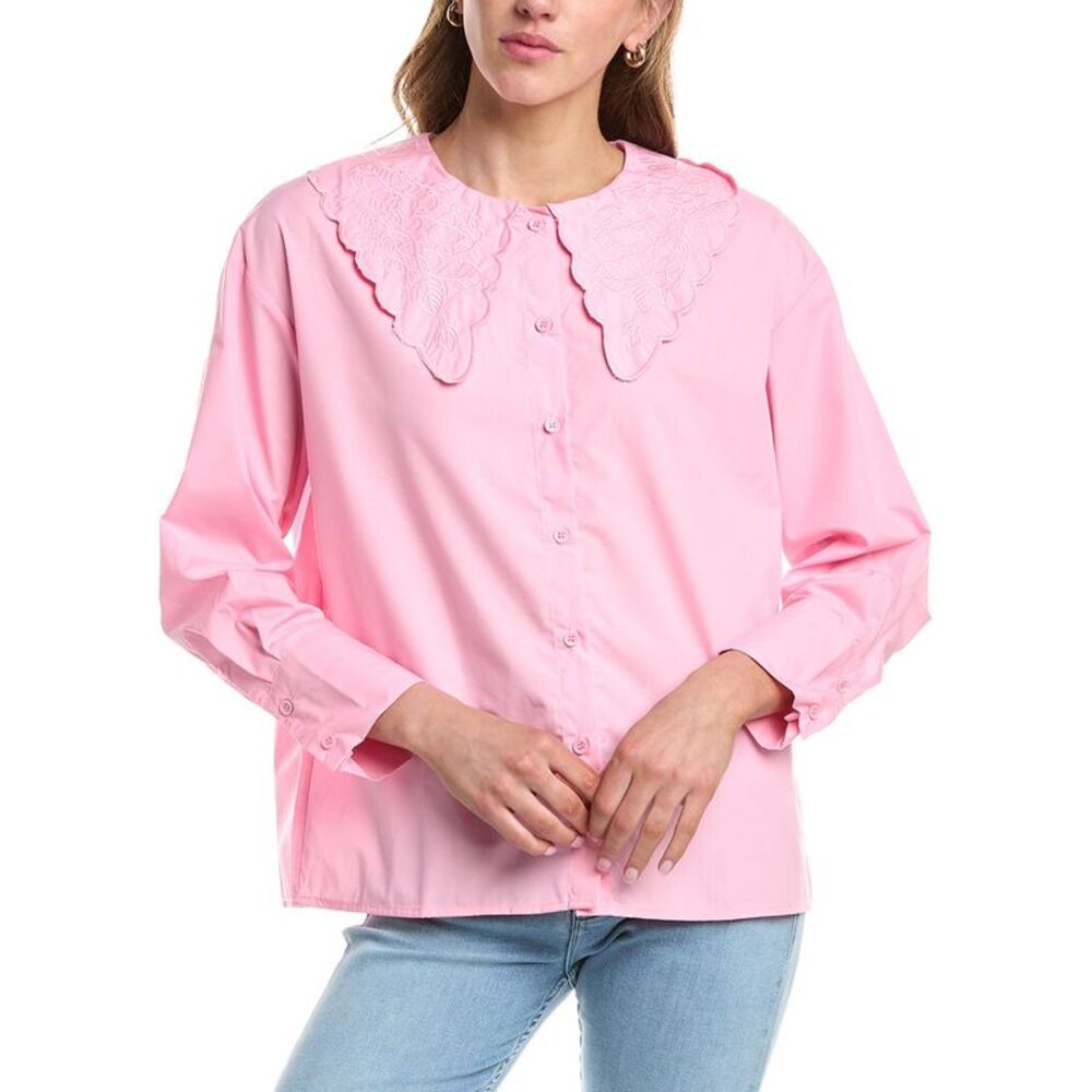 Colette Rose Womens  Button Front Top, Pink